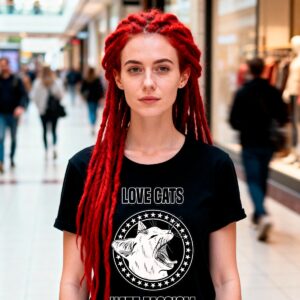 Camiseta Baby Look Love Cats Hate Facism