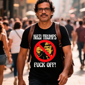 Camisa Masculina Preta - Nazi Trumps FUCK OFF
