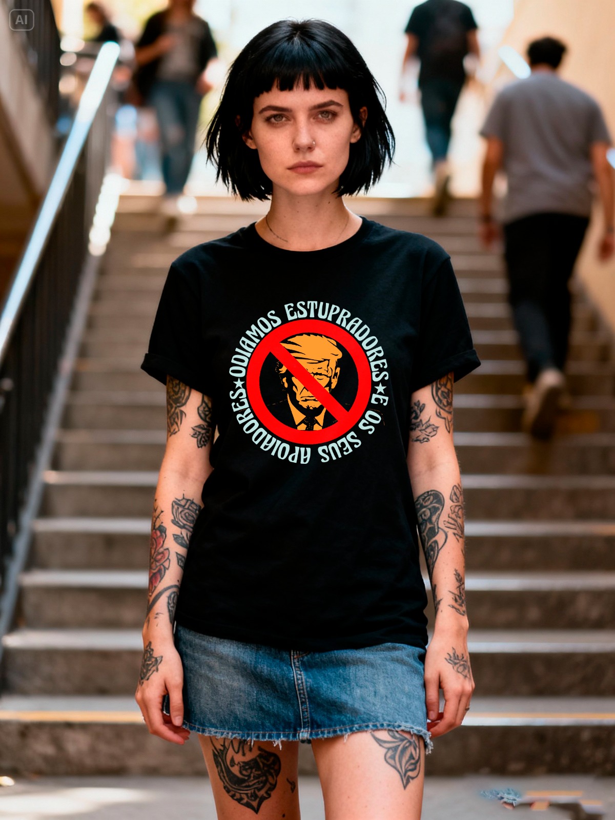 BabyLook Preta - Odiamos Estupradores