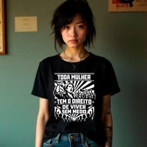 T-Shirt "Toda Mulher tem o Direito de Viver Sem Medo"